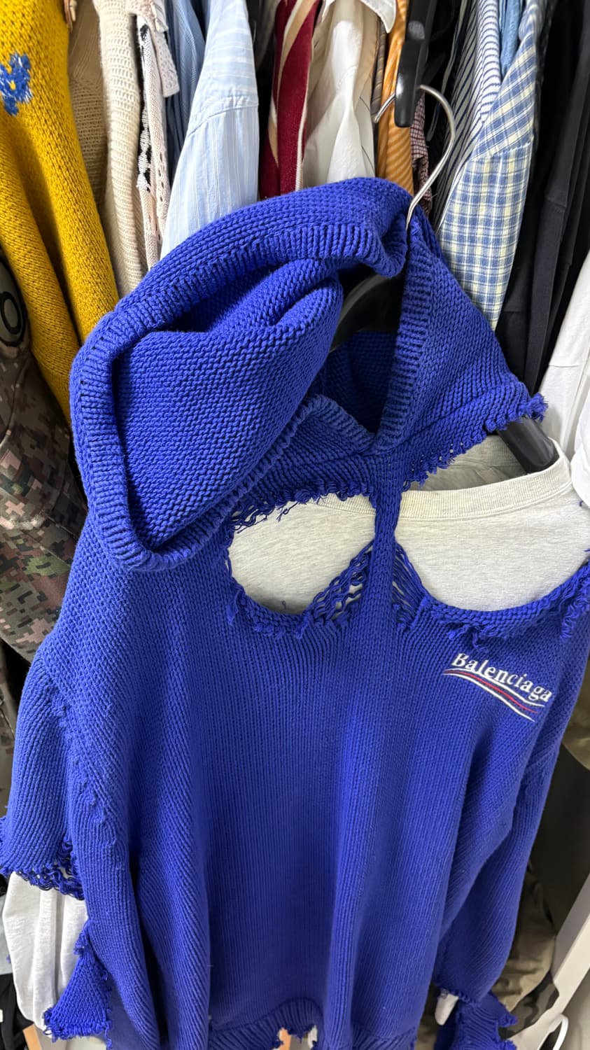 발렌시아가 웨이브 디스트로이드 후드니트[xs] 상품이미지4