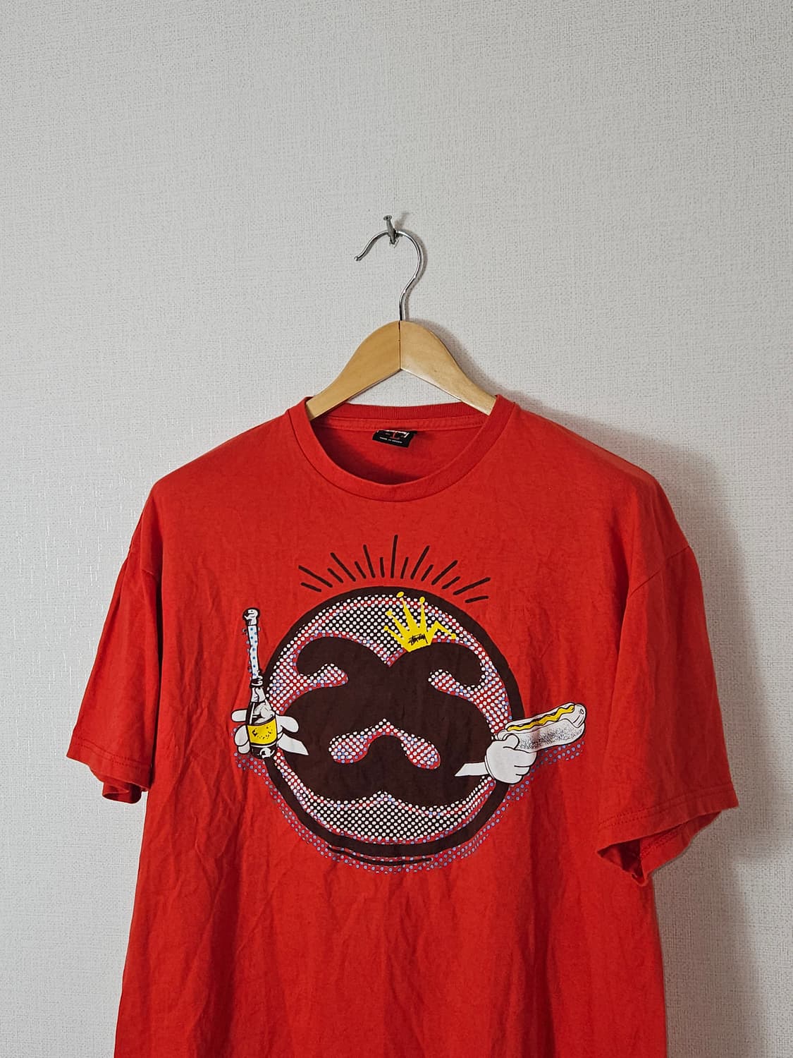 00s 스투시 stussy 프린팅 반팔 티셔츠 레드 정품 L 상품이미지1