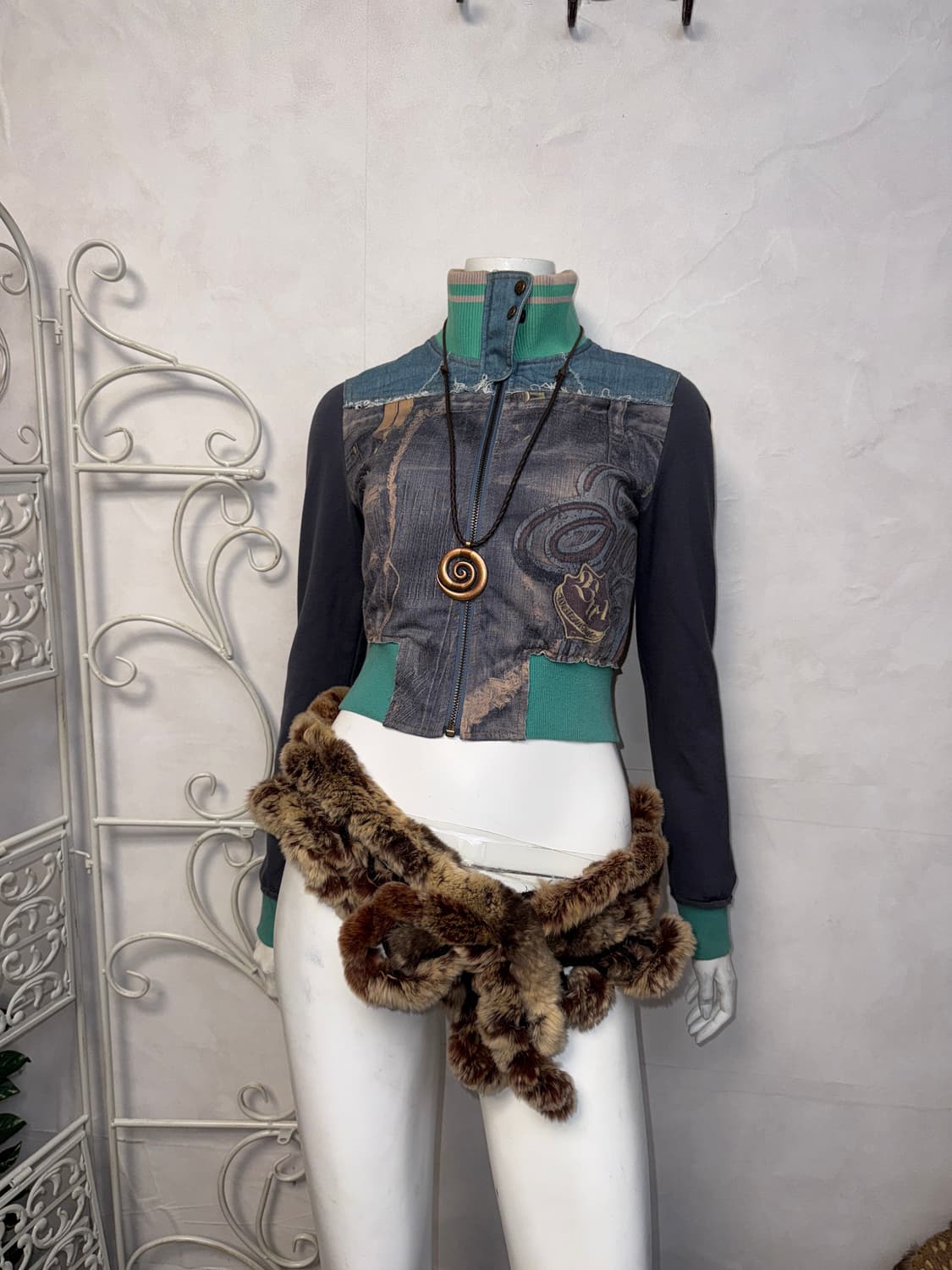 BNX vintage denim lettering crop jersey 상품이미지5