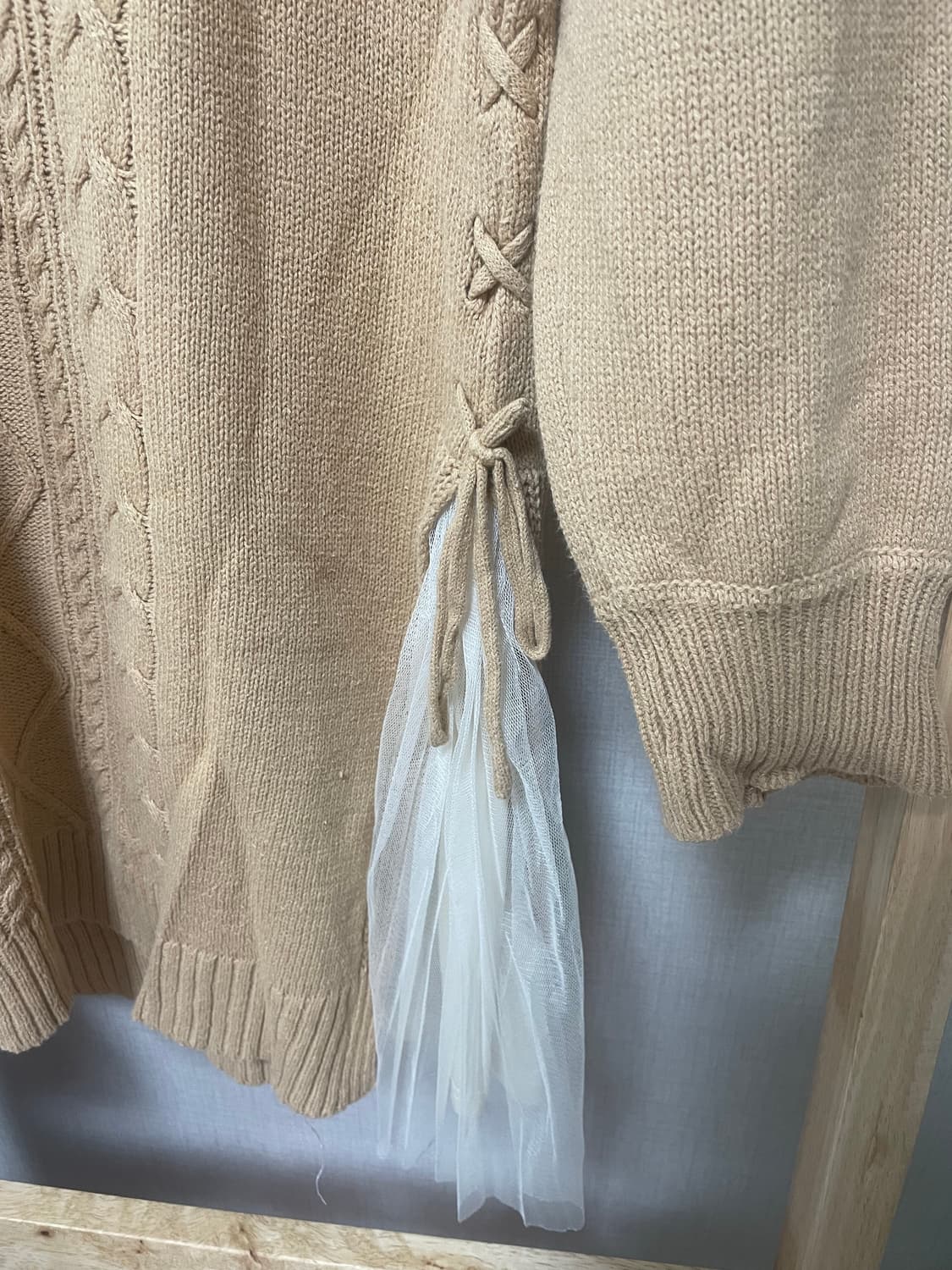 모리걸 빈티지 엑시즈팜 베이지 니트 롱원피스 상품이미지3