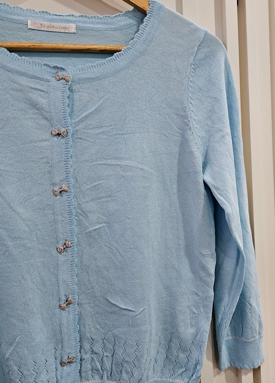 리본버튼 반팔 니트 가디건 상품이미지4