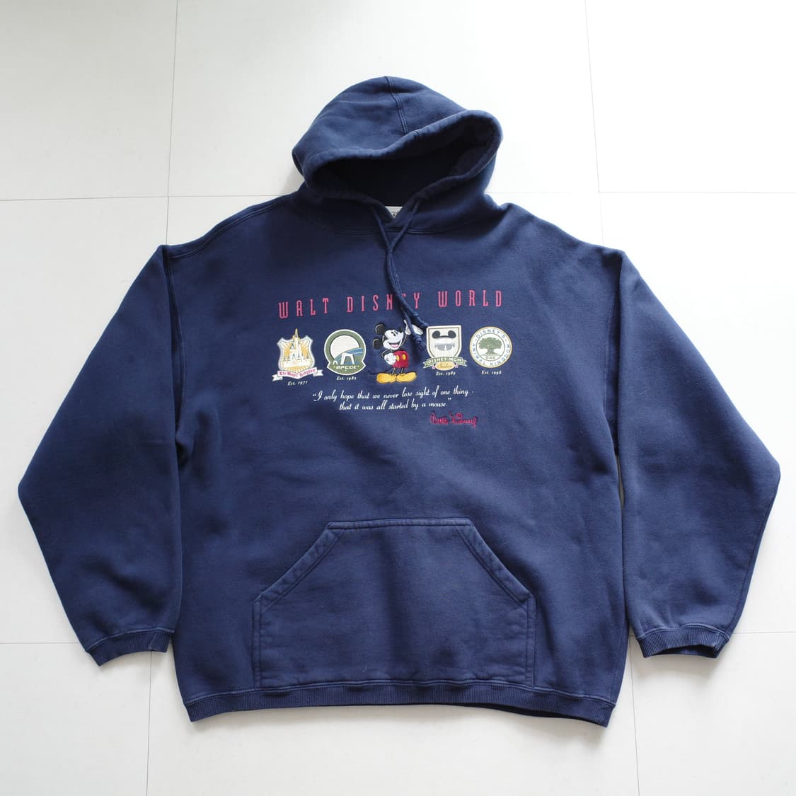 90s 빈티지 디즈니 월드 미키 후드티 네이비 L 상품이미지1