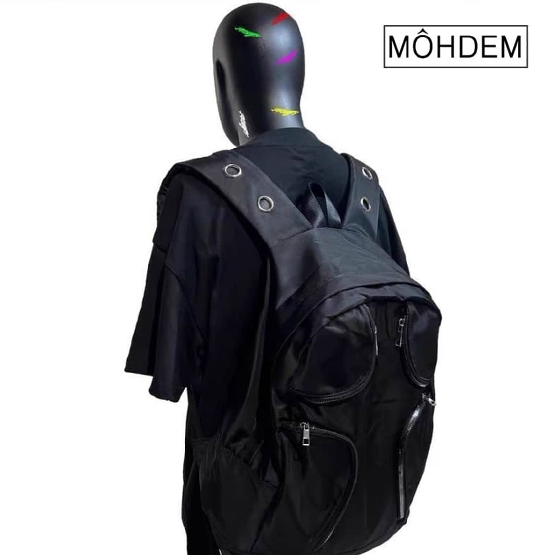 [Unisex] 크로스 지퍼 아일렛 백팩 대용량 배낭 상품이미지6