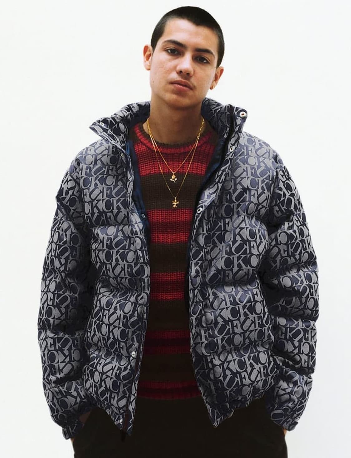 슈프림 fuck 자카드 패딩/L 상품이미지3