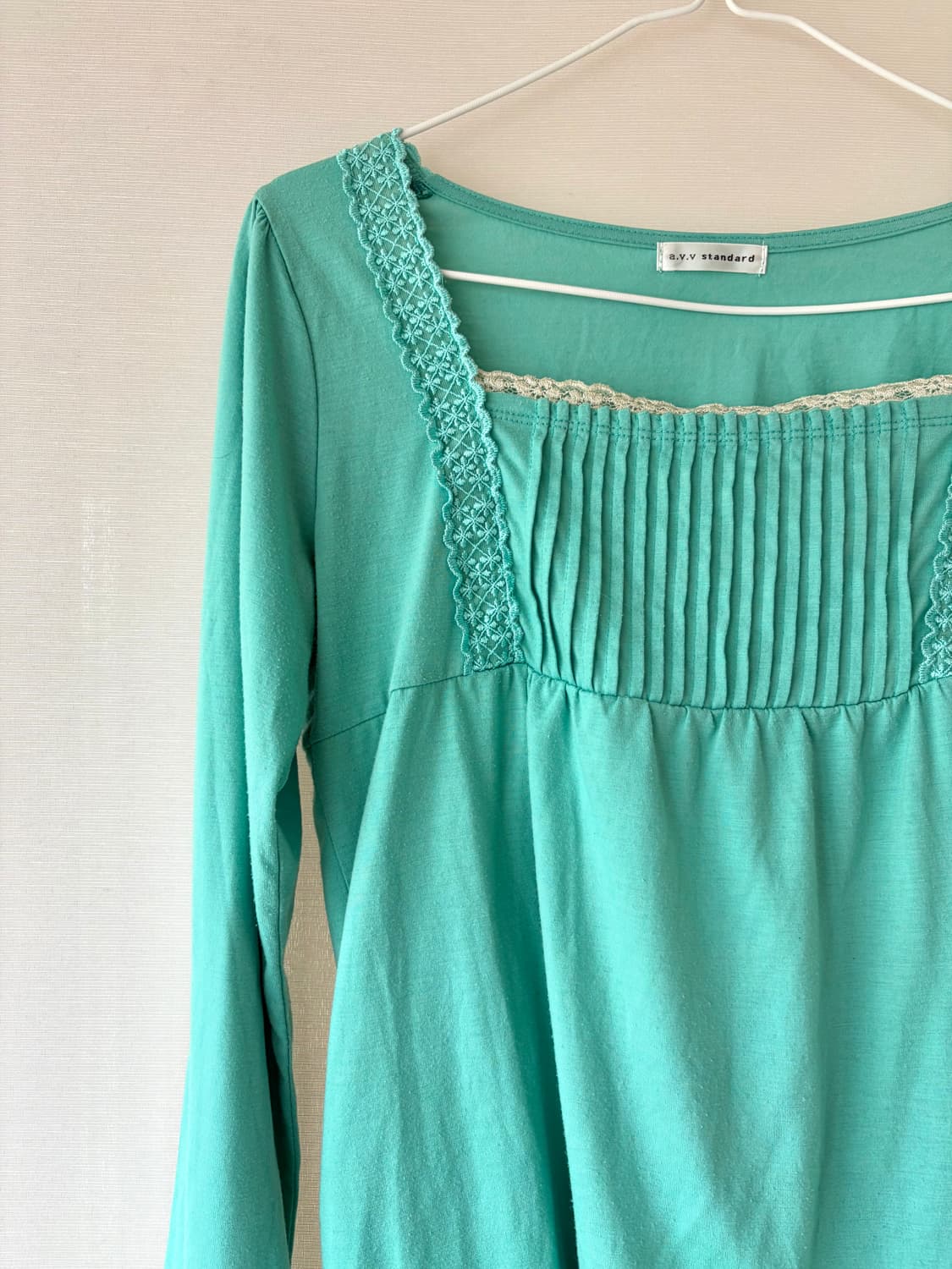 일본빈티지 민트 색감 긴팔티 상품이미지3