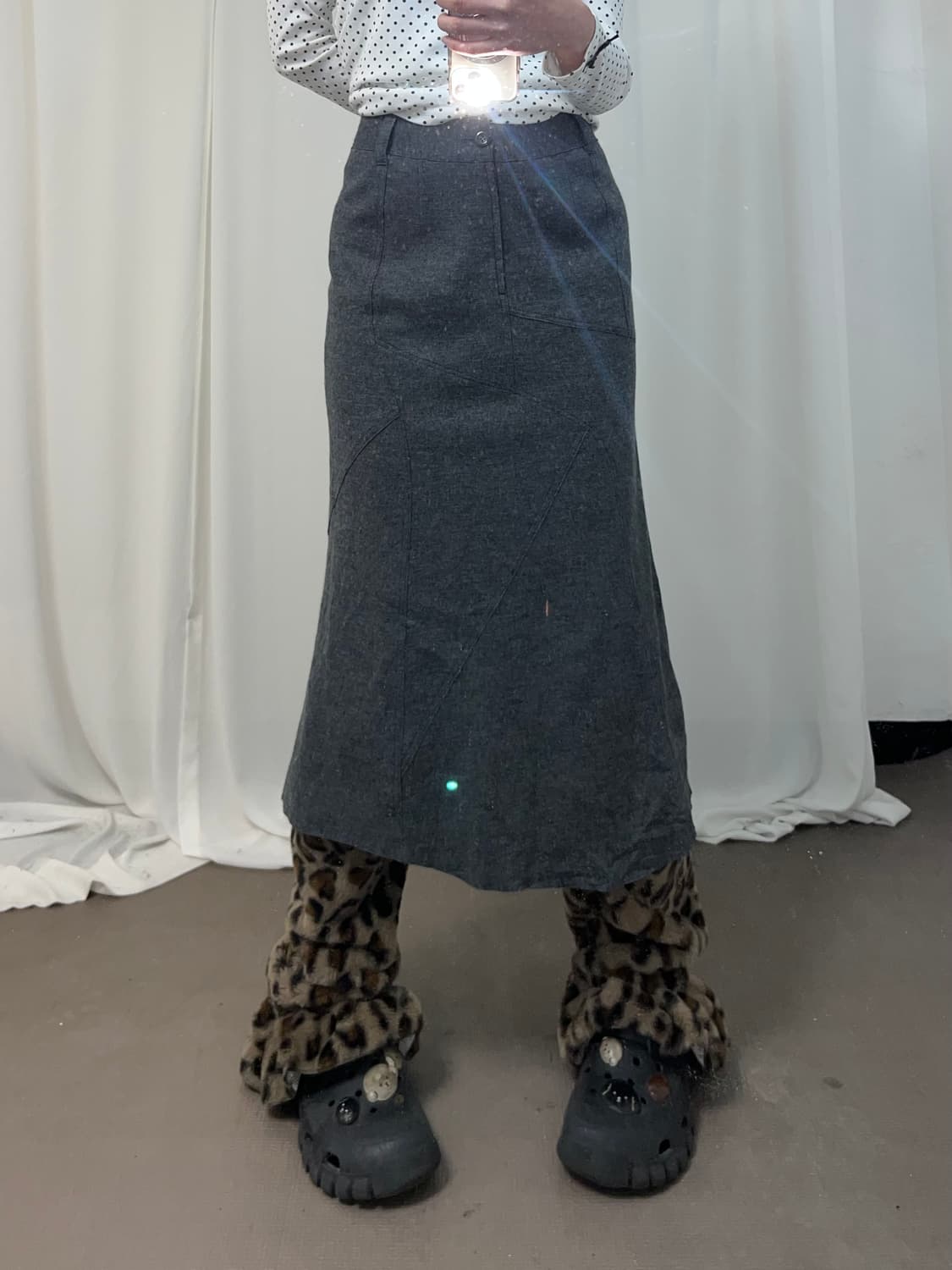 도쿄걸st 그레이 머메이드핏 롱 스커트 상품이미지1