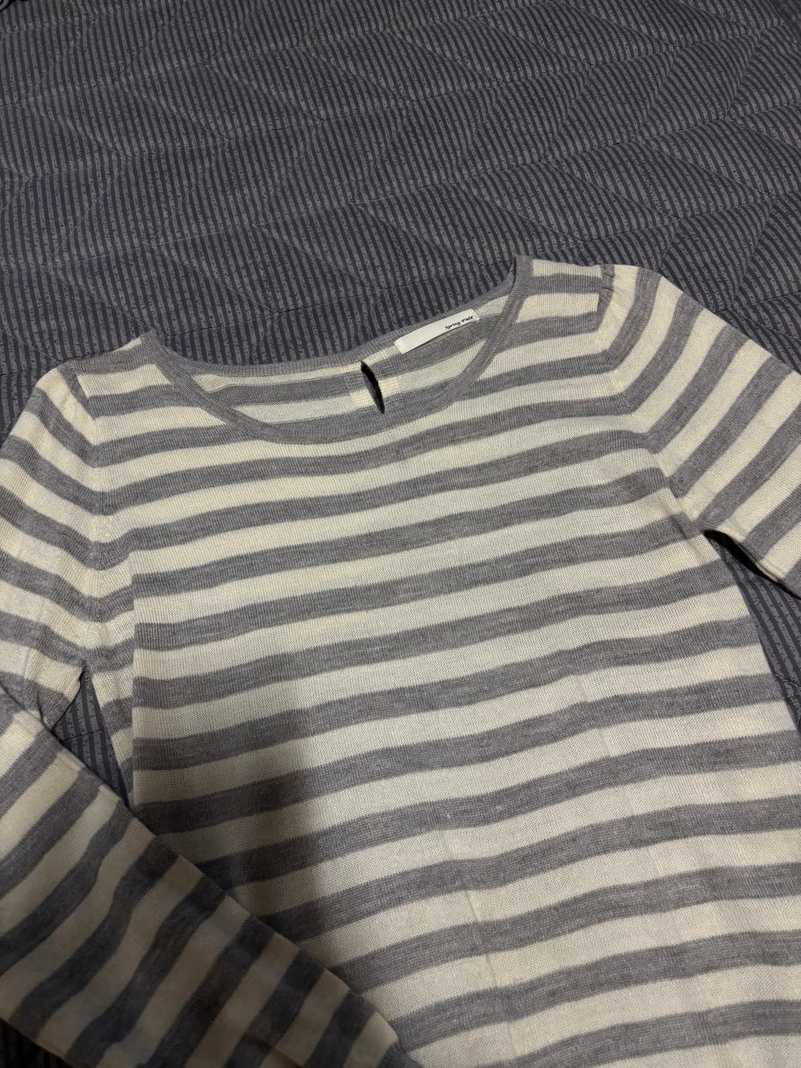 Back ribbon gray stripe knite 상품이미지2