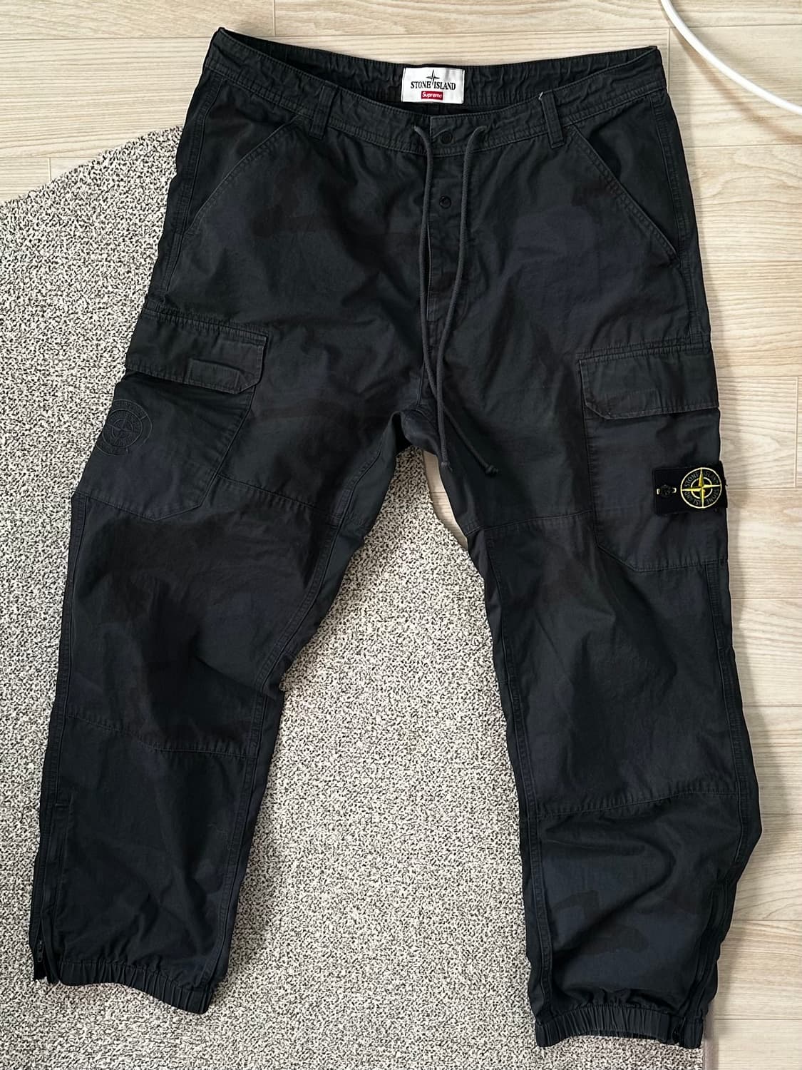 19SS 슈프림 스톤 아일랜드 카모 카고 팬츠 블랙 상품이미지1