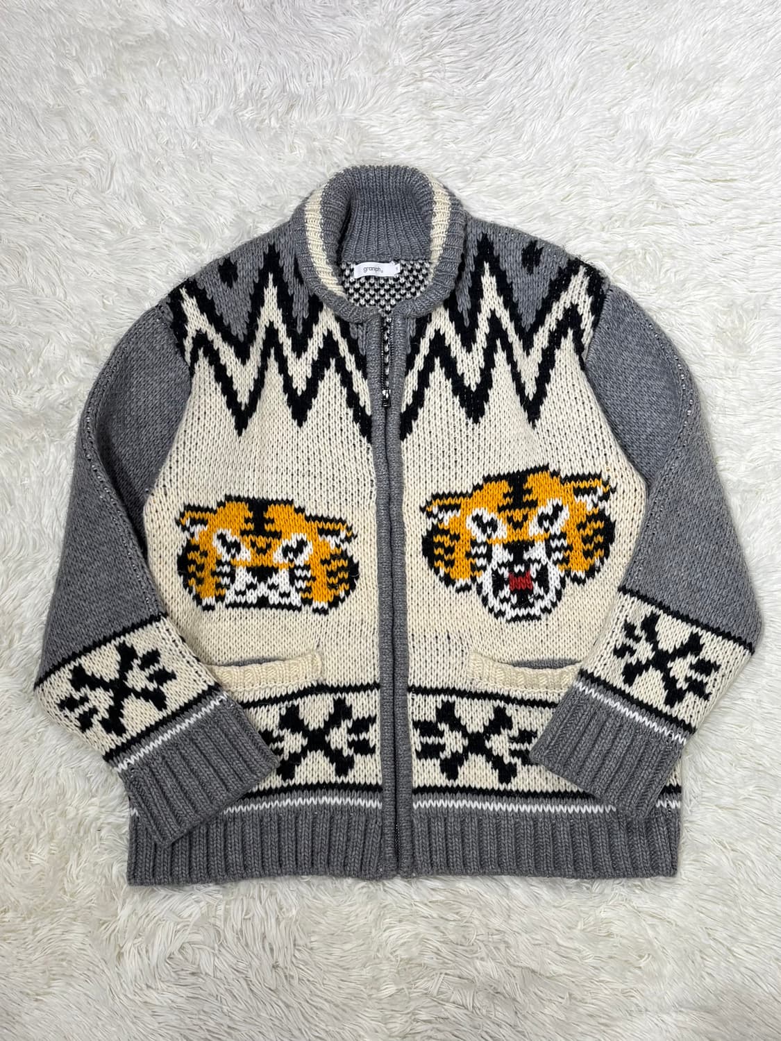 그라니프 타이거 패턴 코위찬 니트집업 상품이미지3