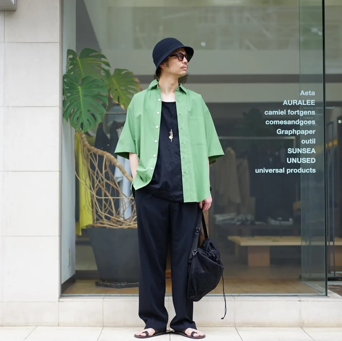 [4] AURALEE 오라리 워시드 핀스 트윌 빅 하프 슬리브 셔츠 그린 상품이미지2