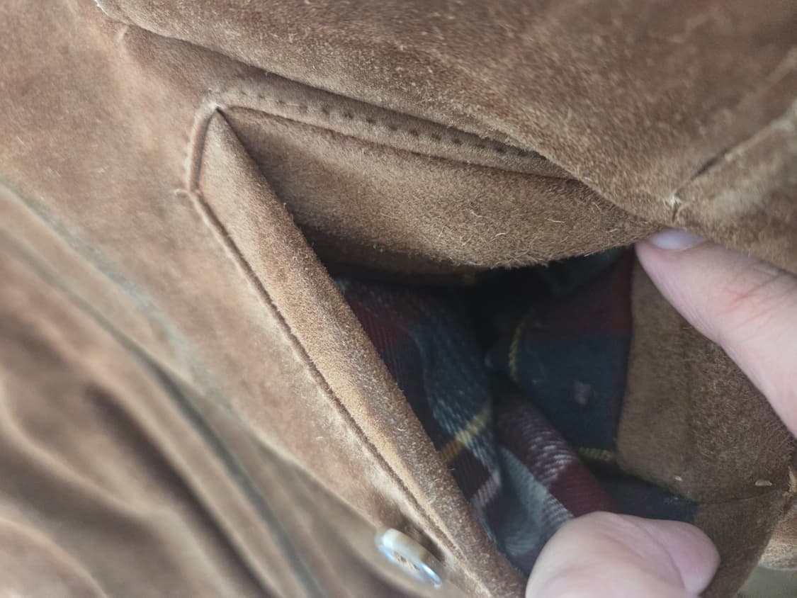 XL) 홍콩메이드 90s 폴로 스웨이드 해링턴 자켓 카멜색 팝니다 상품이미지6