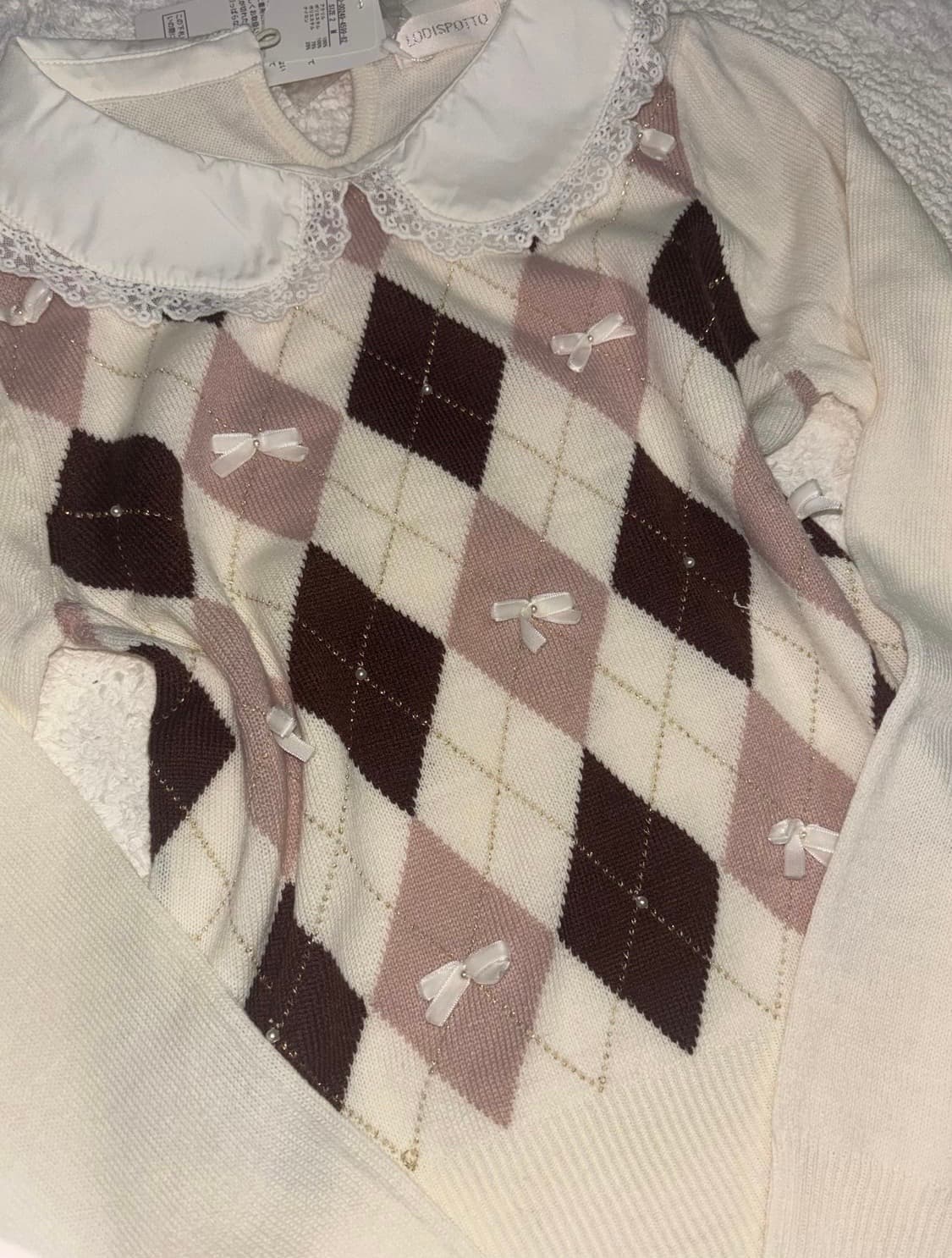 리즈리사 아가일 니트 깔 로디스포토 히메갸루 로걀탑 짜잔씨 라떼갸루 핀터 상품이미지1