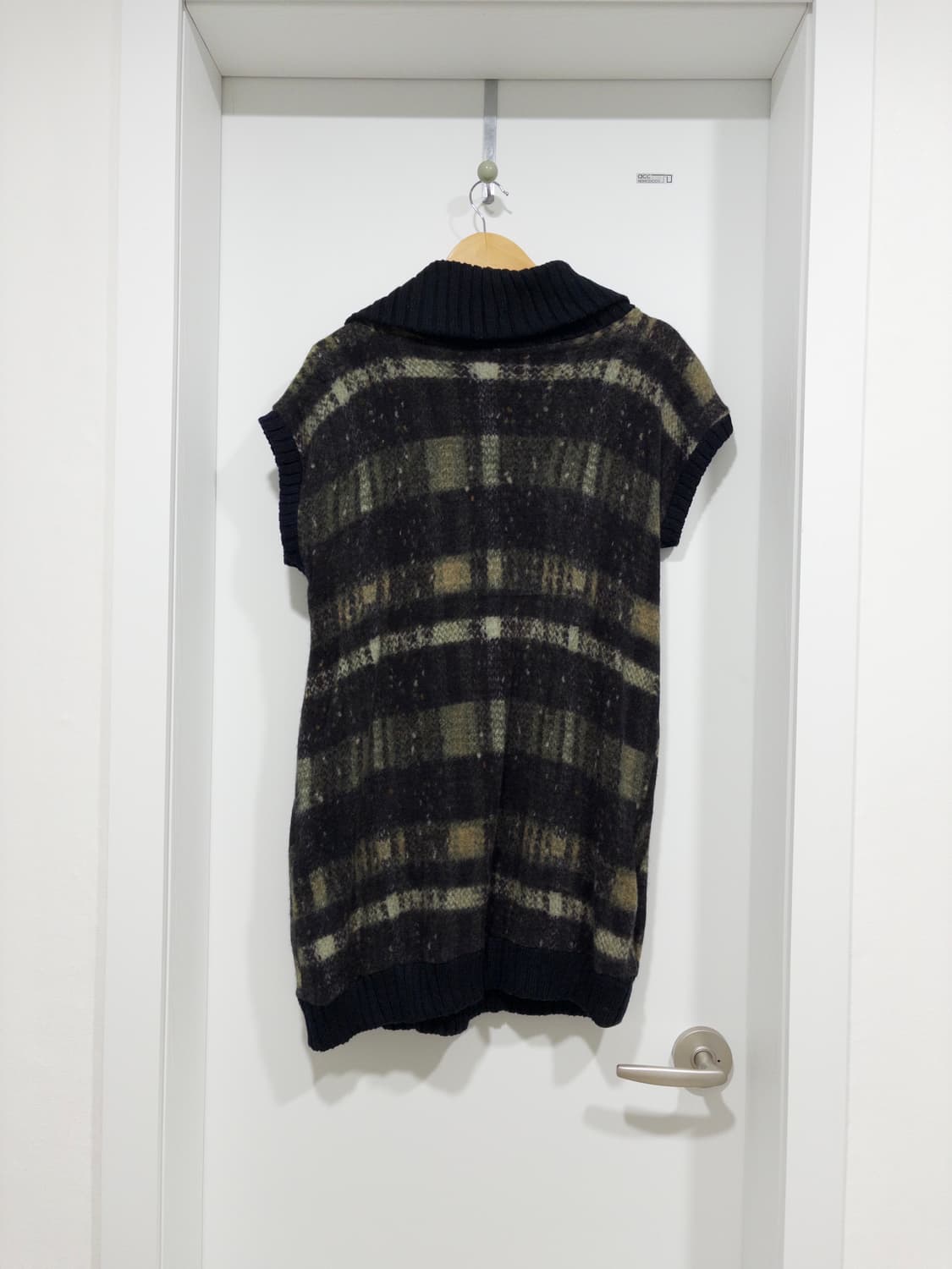 Three Four Time 빈티지 체크 버튼 폴라 니트 울 미디 원피스 상품이미지2