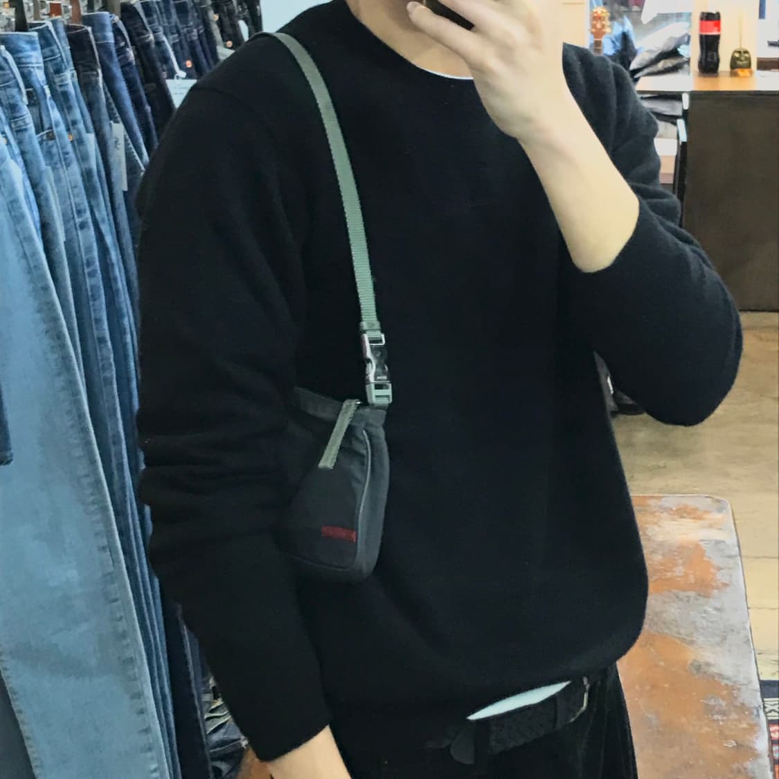 90s 프라다 에이징 차콜 미니 크로스백 숄더백 상품이미지2