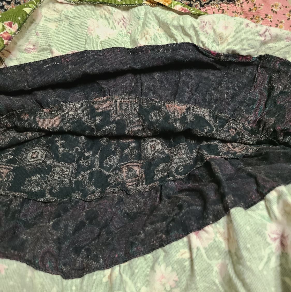 빈티지 패치워크 롱스커트 치마 꽃 플라워 코듀로이 골덴 모리걸 하구미 상품이미지5