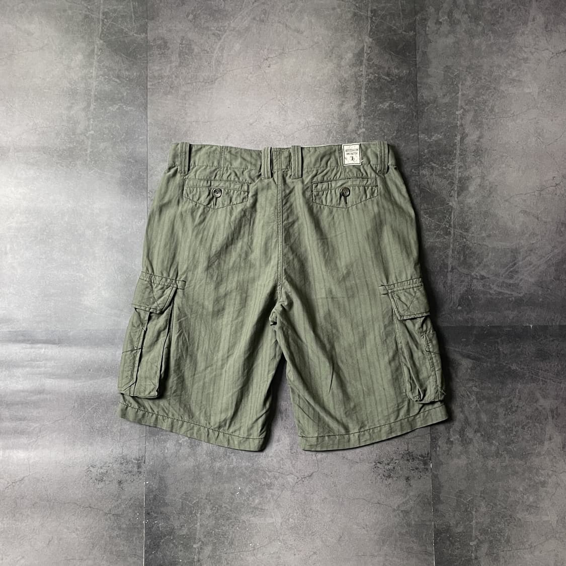 HUDSON 빈티지 카키 스트라이프 코튼 카고 하프 팬츠 A00762 상품이미지5
