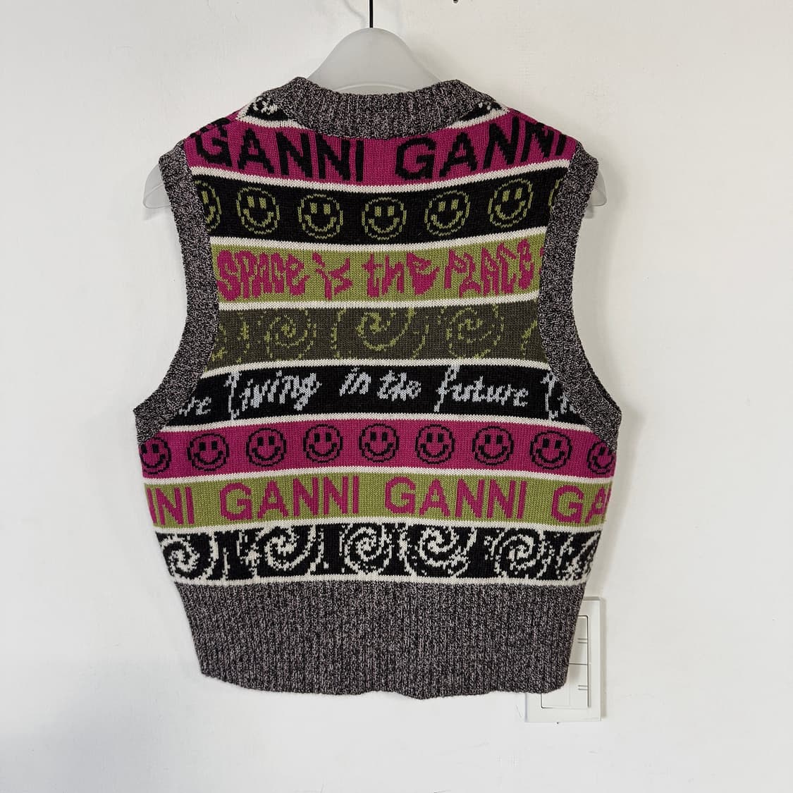 가니 로고 자카드 울 브이넥 베스트 상품이미지7