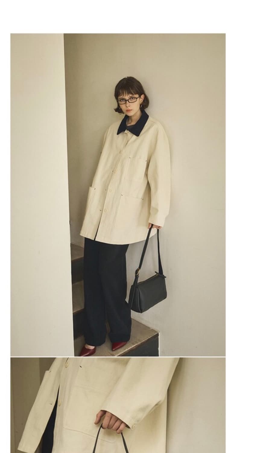 반원아틀리에 카라배색 워크자켓 상품이미지5