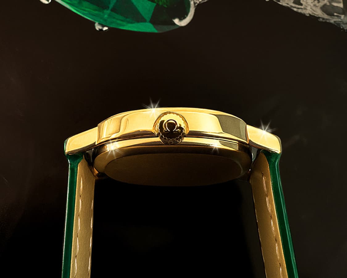 오메가 드빌 엘립스 그린판 골드 로만 여성용 수동 시계 상품이미지4