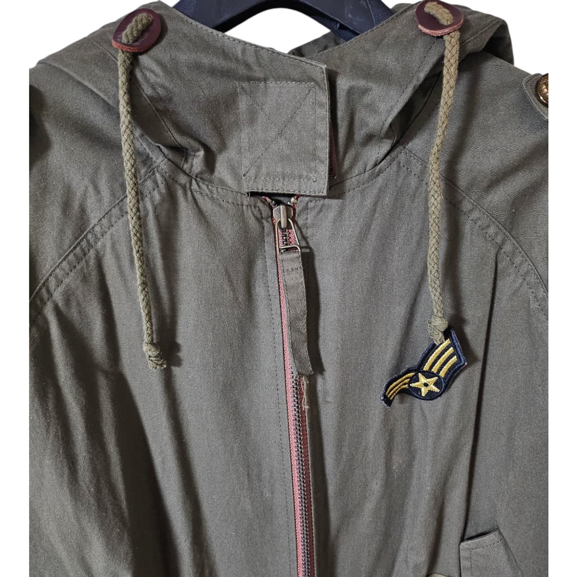 EVER AFTER 카키 야상 점퍼 FREE | 후드·카라 벨크로 간절기 상품이미지5