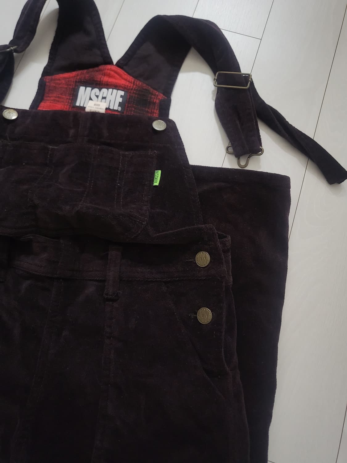 미스치프 오버롤 미디 스커트 브라운 상품이미지3