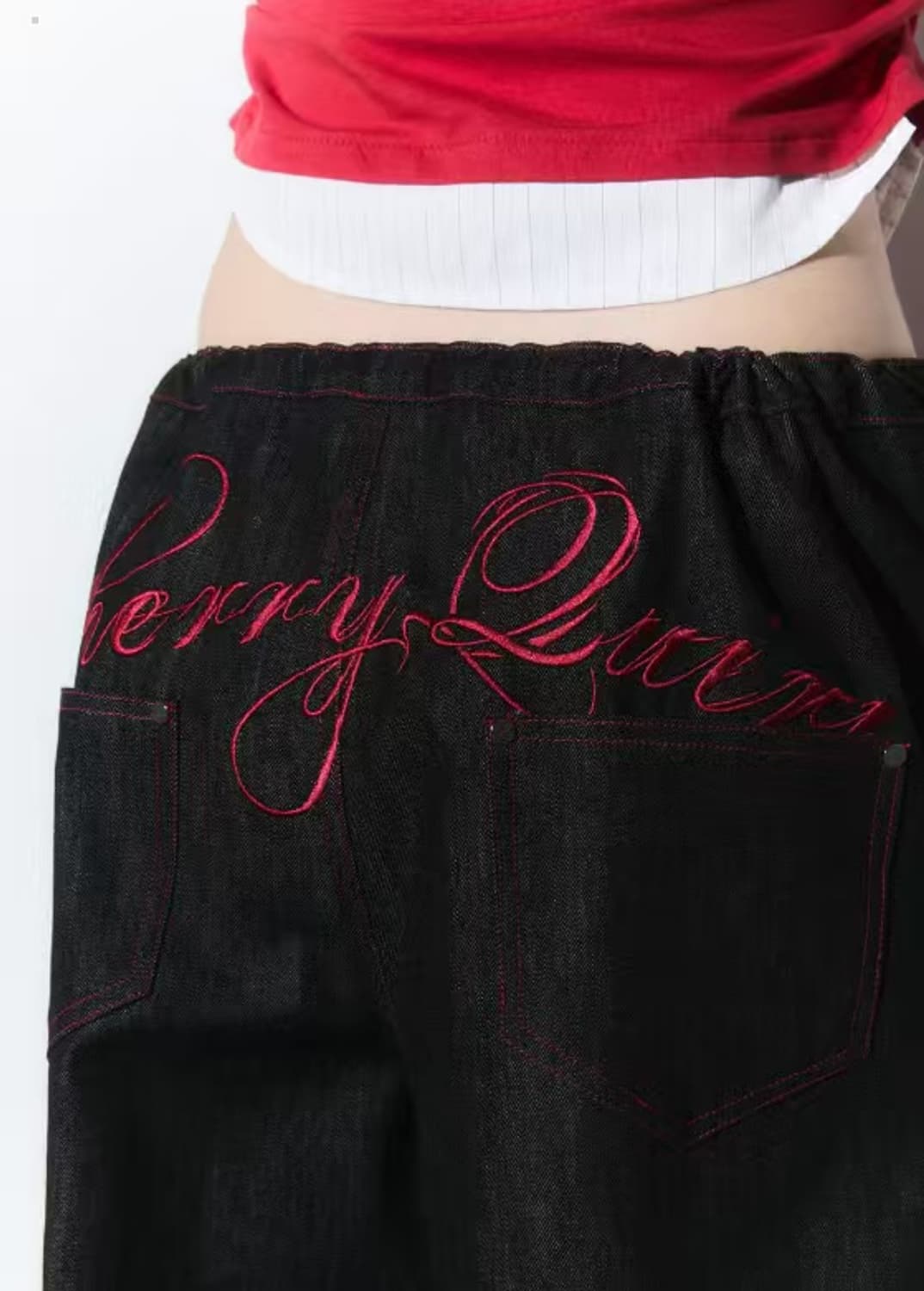 CHERRYQUIRI LACE LAYERED ROLL UP DENIM - 상품이미지7
