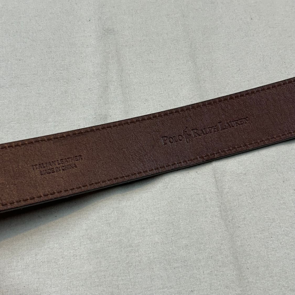 폴로 랄프로렌 스웨이드 가죽 더블 프롱 벨트 브라운 상품이미지6
