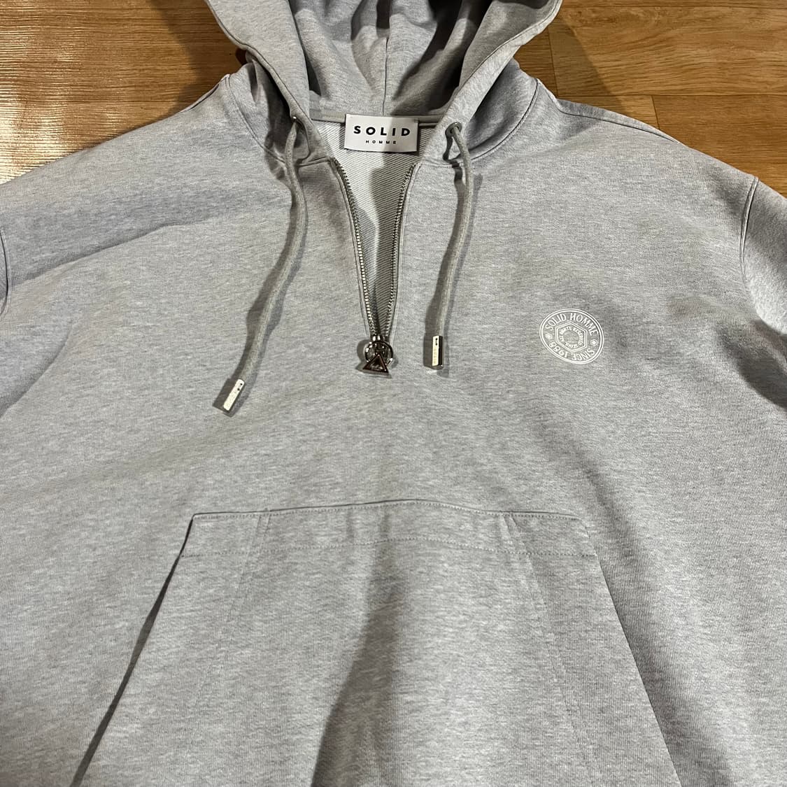 [105] 솔리드옴므 로고 반집업 후드티 상품이미지4