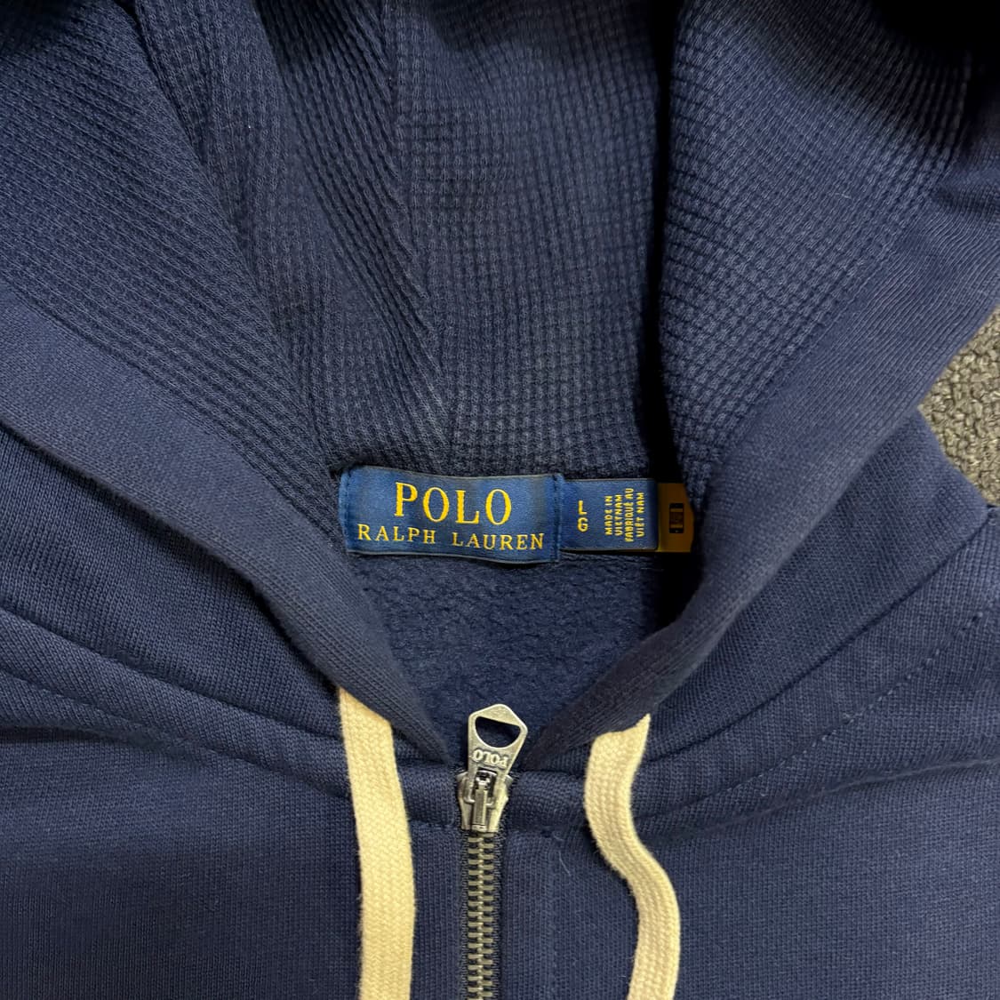 폴로 옐로우 로고 네이비 후드집업 L 상품이미지5