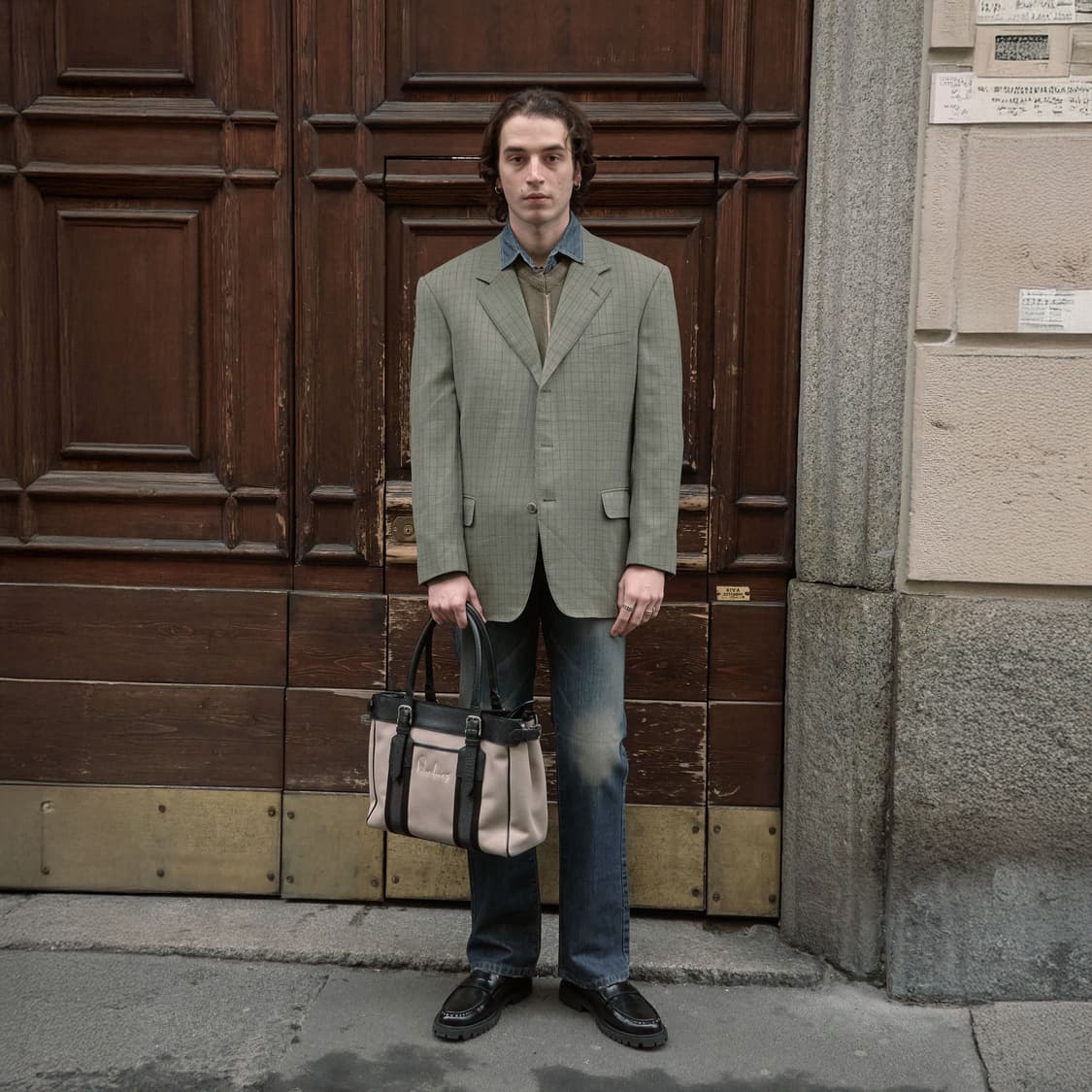 [정품/빈티지] 버버리(Burberry) 자수 로고 캔버스 레더 토트백 상품이미지9