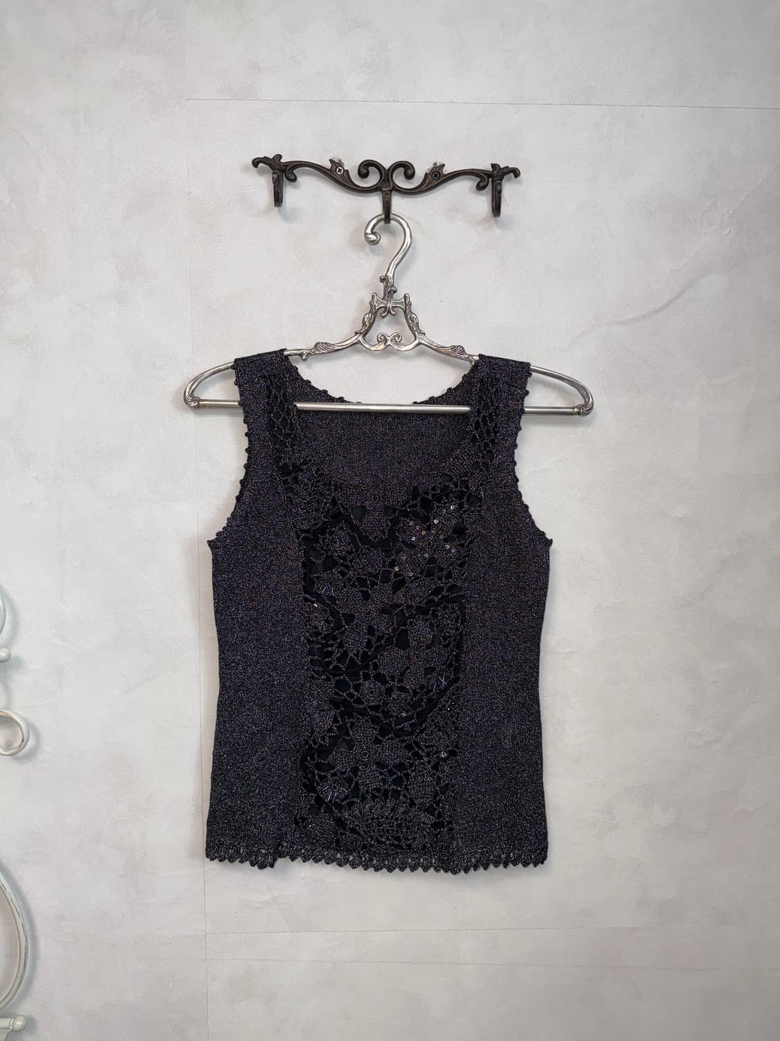 Hiroko Koshino glitter crochet 슬리브리스 상품이미지1