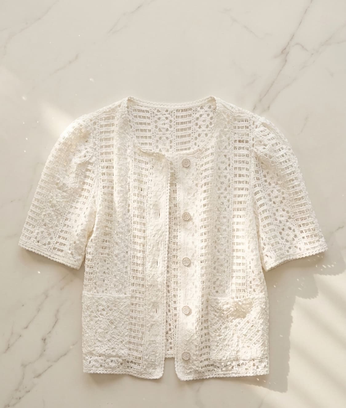 조르쥬 레쉬 자수 아일렛 반팔 가디건 (상태 최상) 상품이미지1