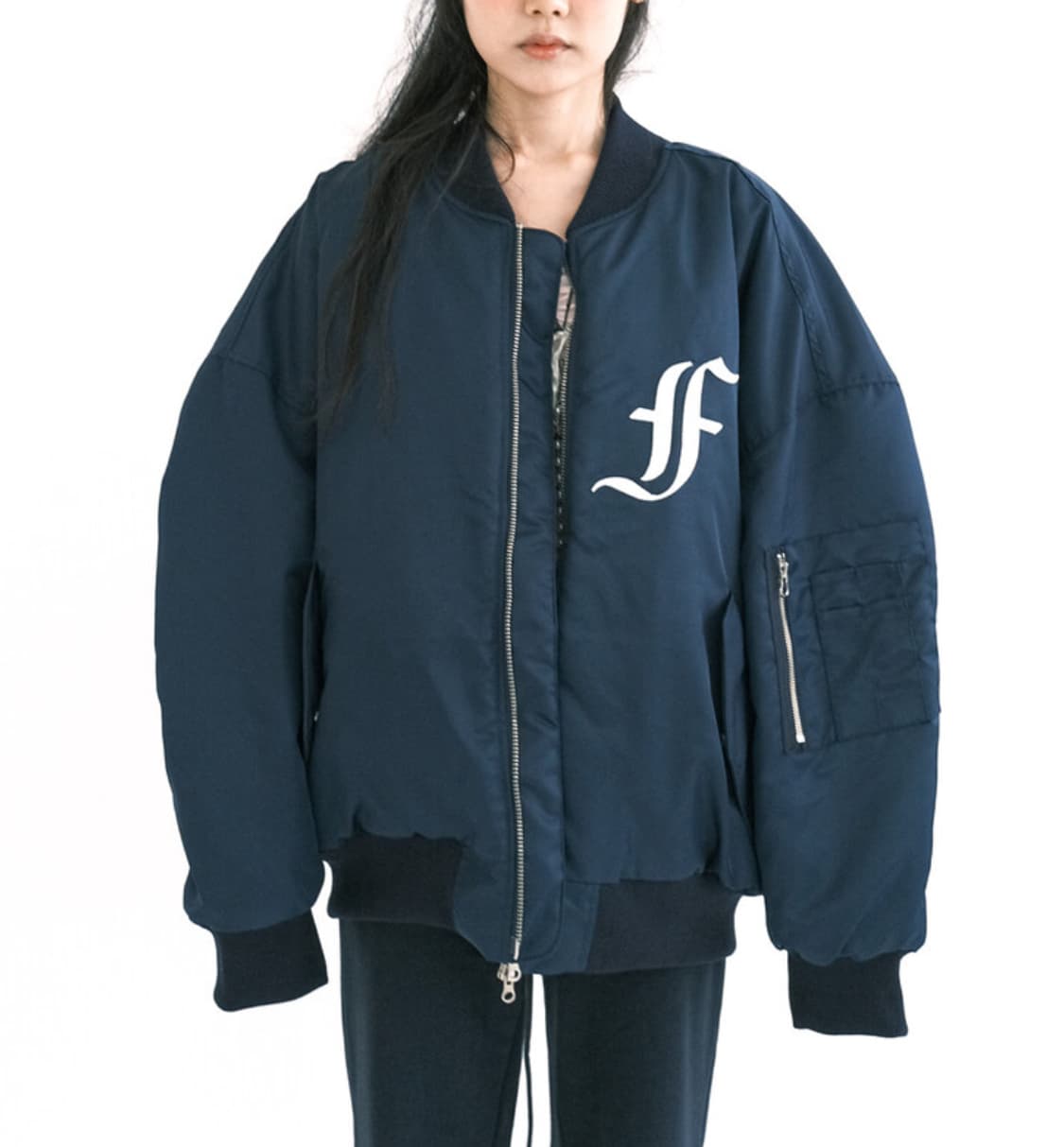샵페어리 patch bomber padded jacket (navy) 상품이미지1