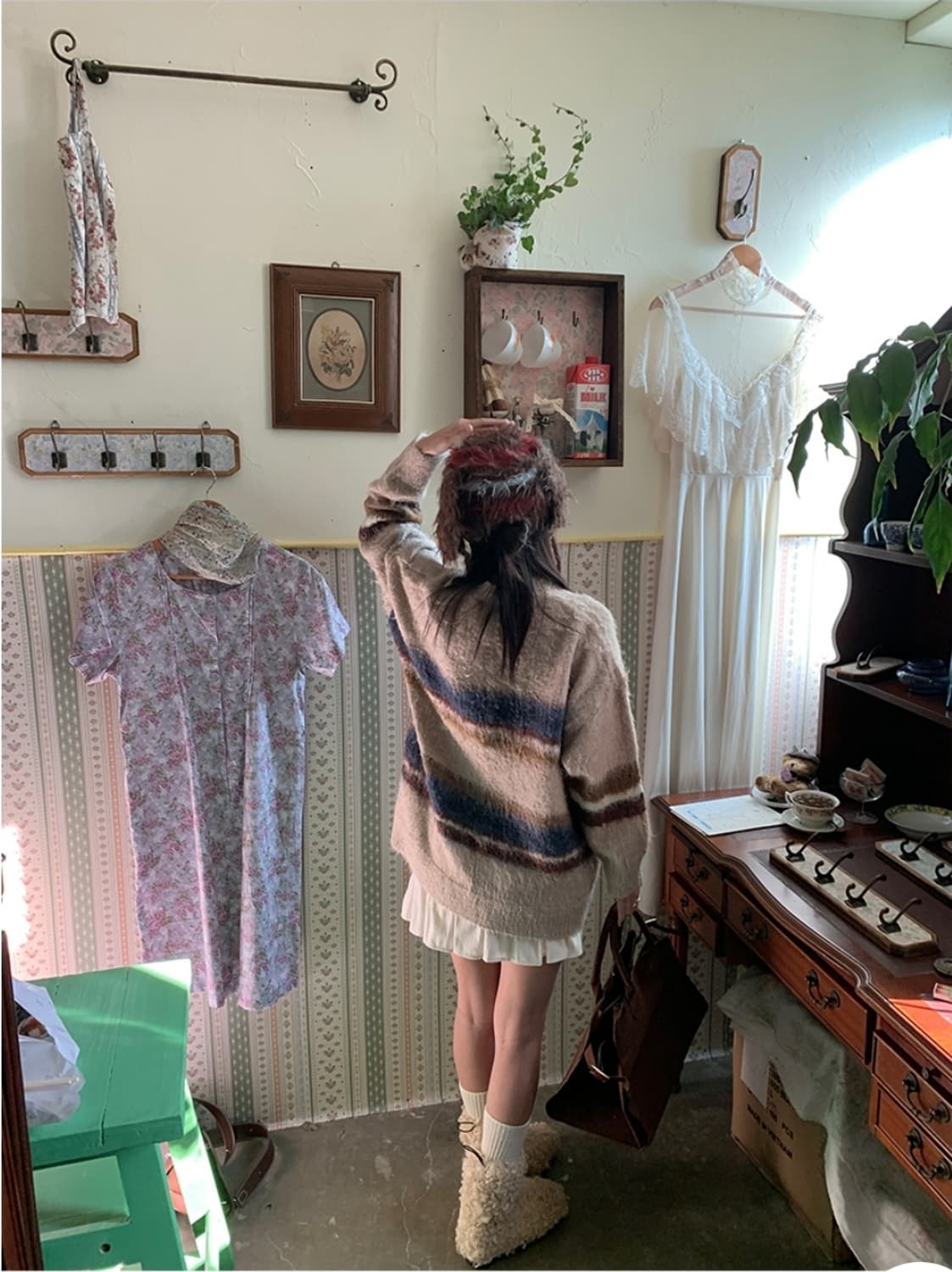 포포리 헤어리 니트가디건 상품이미지8