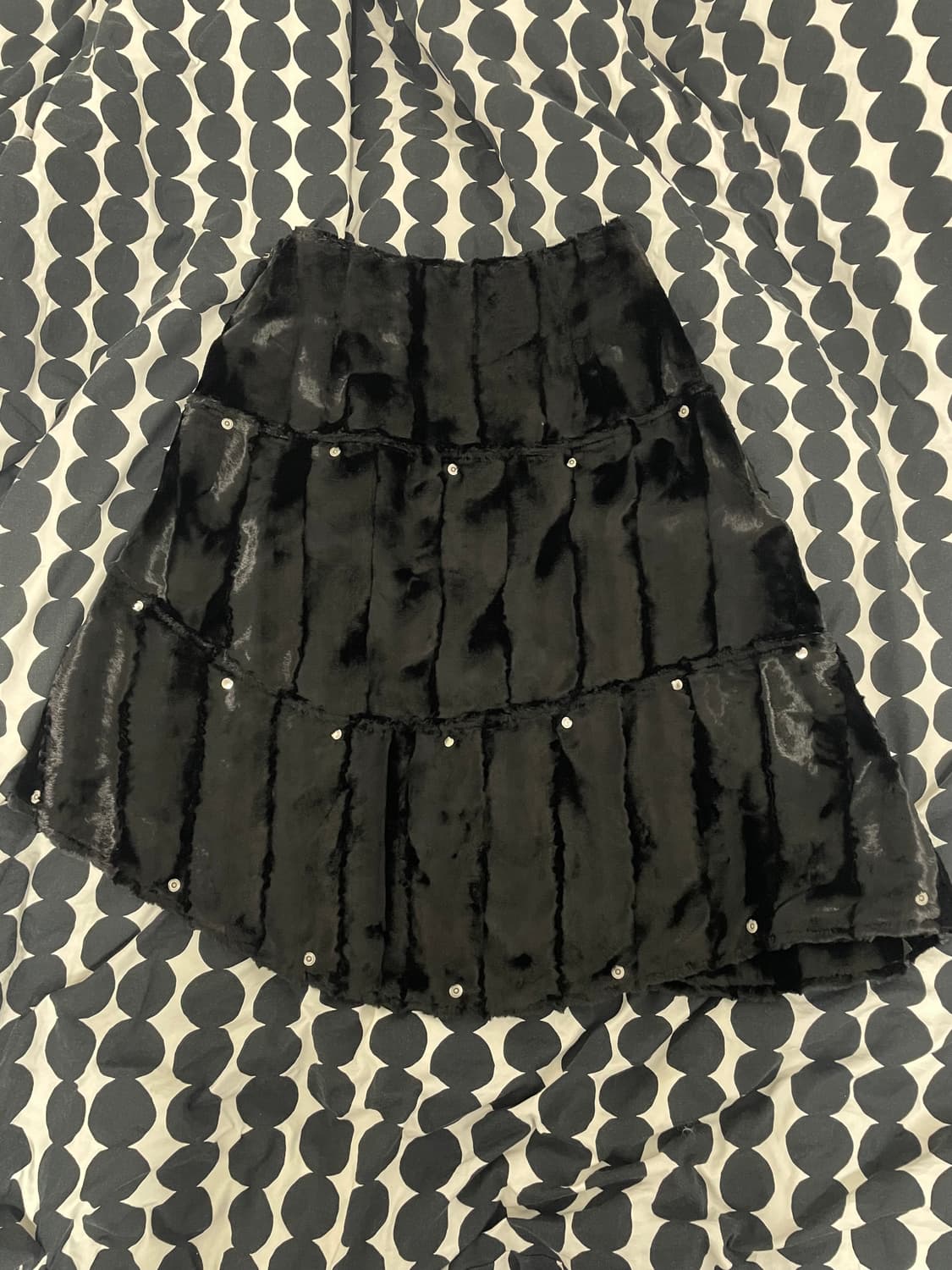 언노운블루 언발란스 퍼 미디스커트 상품이미지2