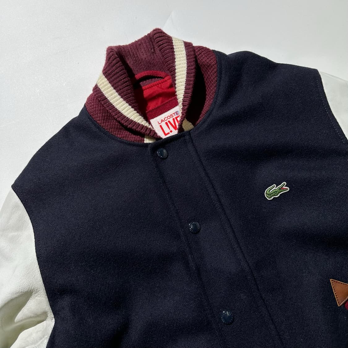 라코스테 LIVE 라이브 레더 슬리브 바시티 자켓 상품이미지4