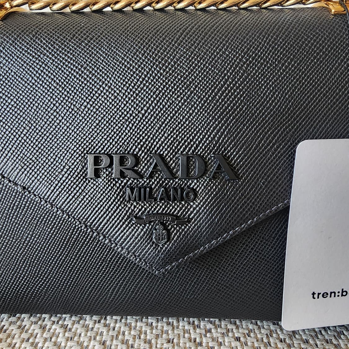 상태최상 프라다 모노크롬 사피아노 레더 체인 숄더백 1BD127 상품이미지3