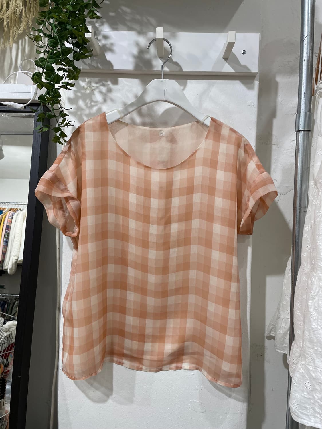 피치 체크 리본 블라우스 상품이미지7