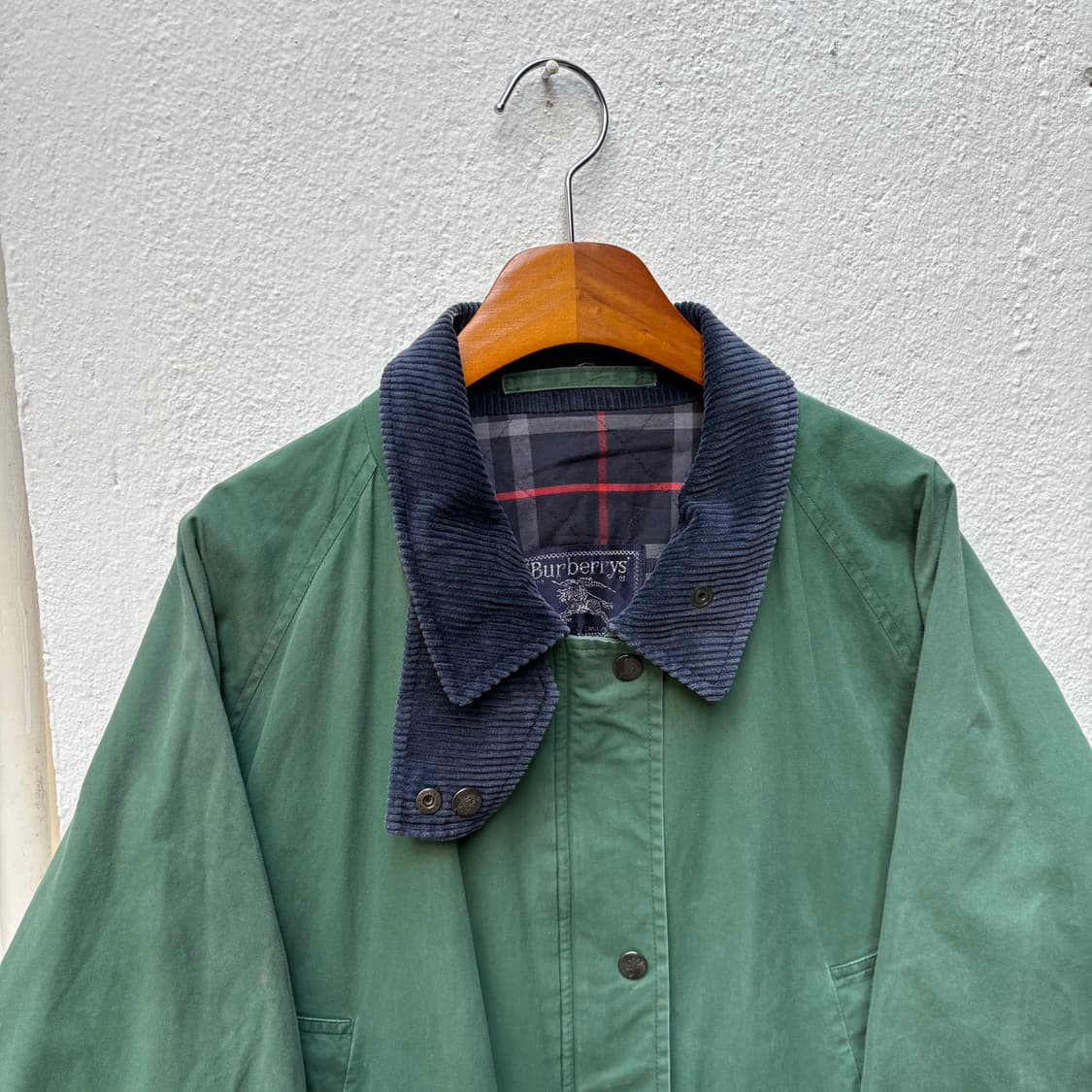 80s 버버리 페이딩 그린 체크 안감 필드 자켓 상품이미지2