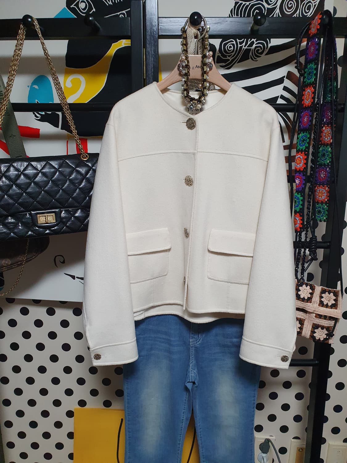 TIME 타임  아이보리 캐시 핸드메이드 자켓 상품이미지1