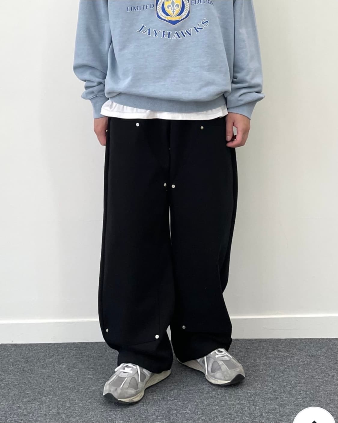 리벳 더블니 스트링 와이드팬츠 상품이미지1