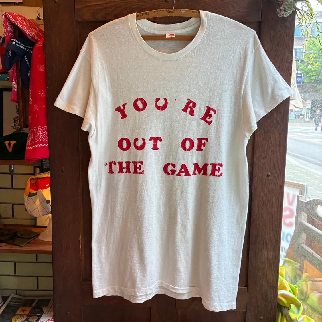 80‘s Hanes “YOU’RE OUT OF THE GAME” Tee 상품이미지1