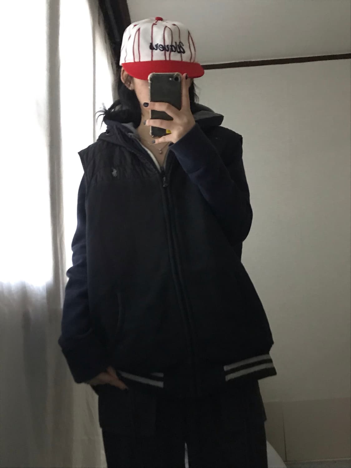 폴로 블랙 후드 패딩조끼 상품이미지1