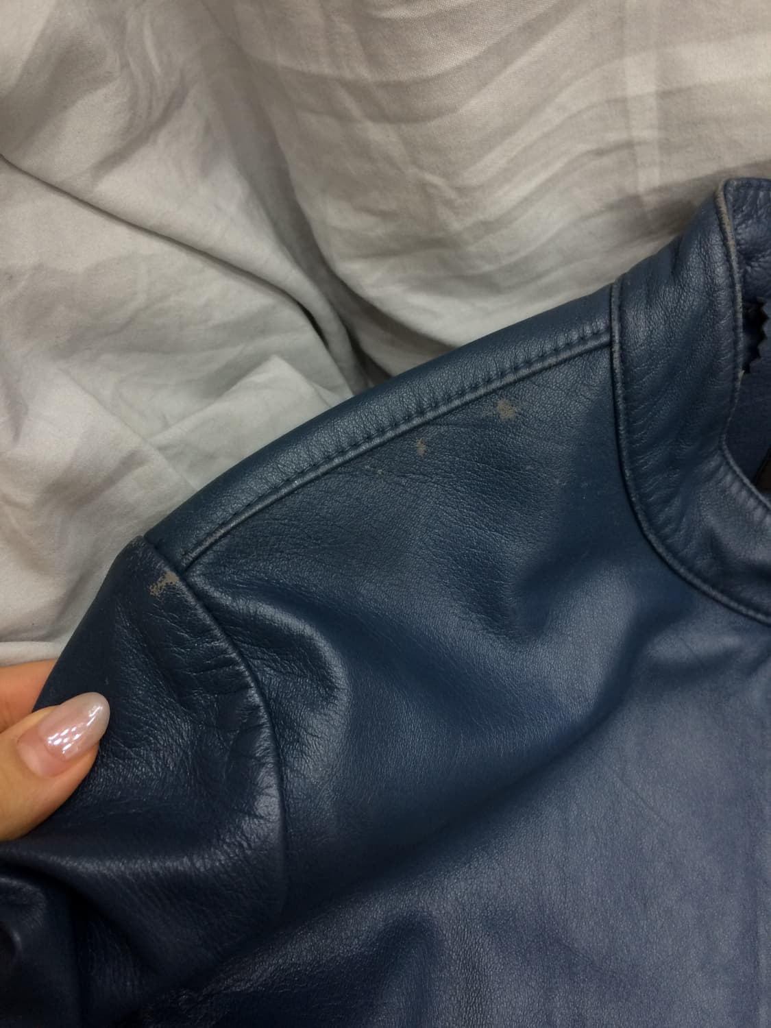 vintage 양가죽 블루 레더자켓 상품이미지3