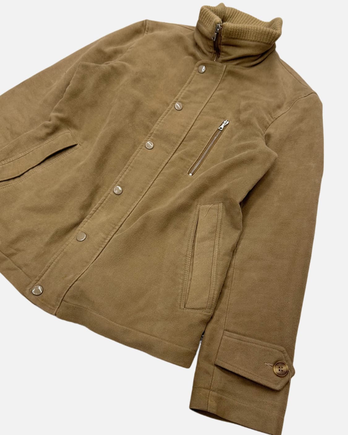 beige ribbed collar zip-up jacket 상품이미지3