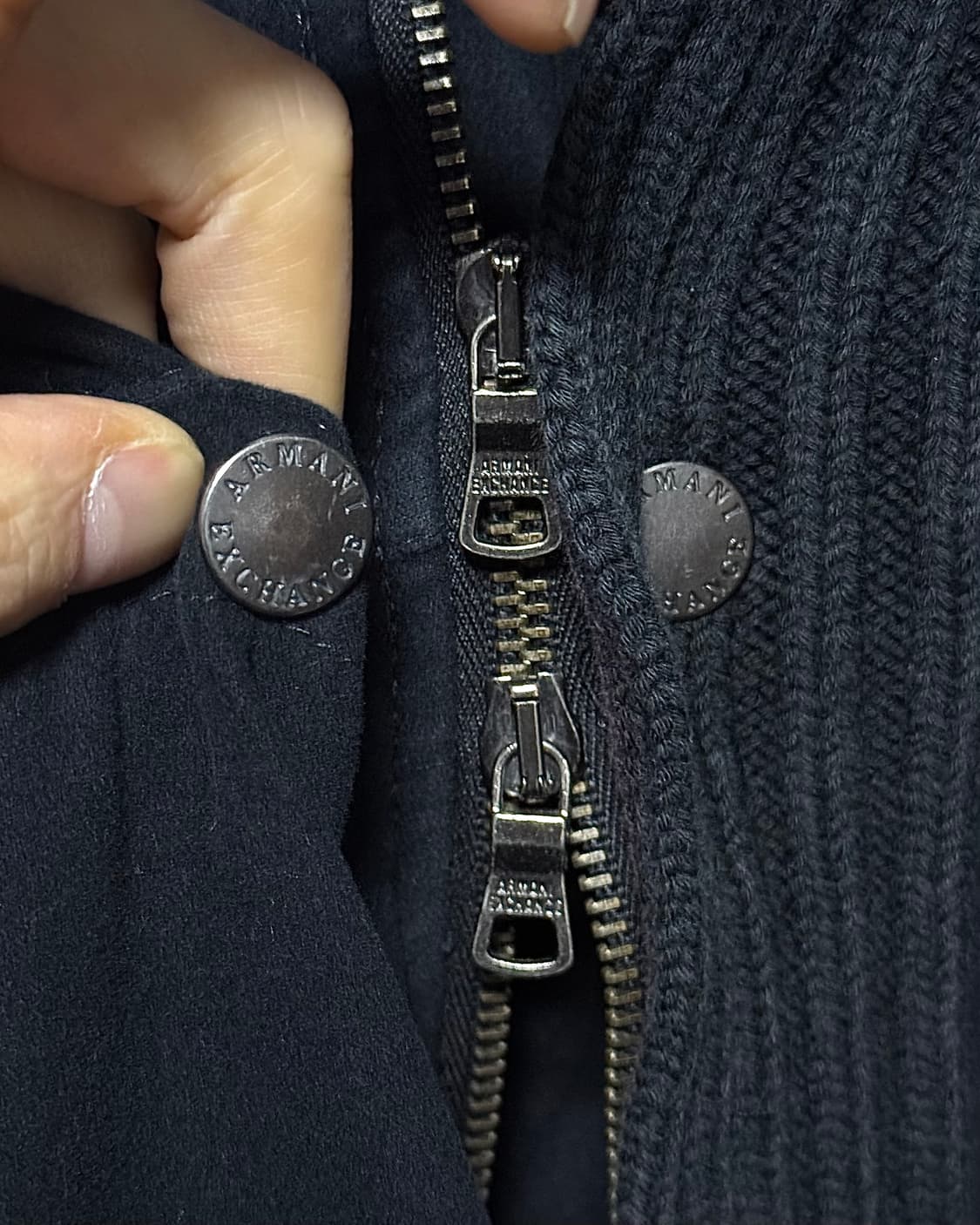 아르마니 익스체인지 니트 스웨터 믹스 집업 가디건 하이넥 명품 L 100 상품이미지4