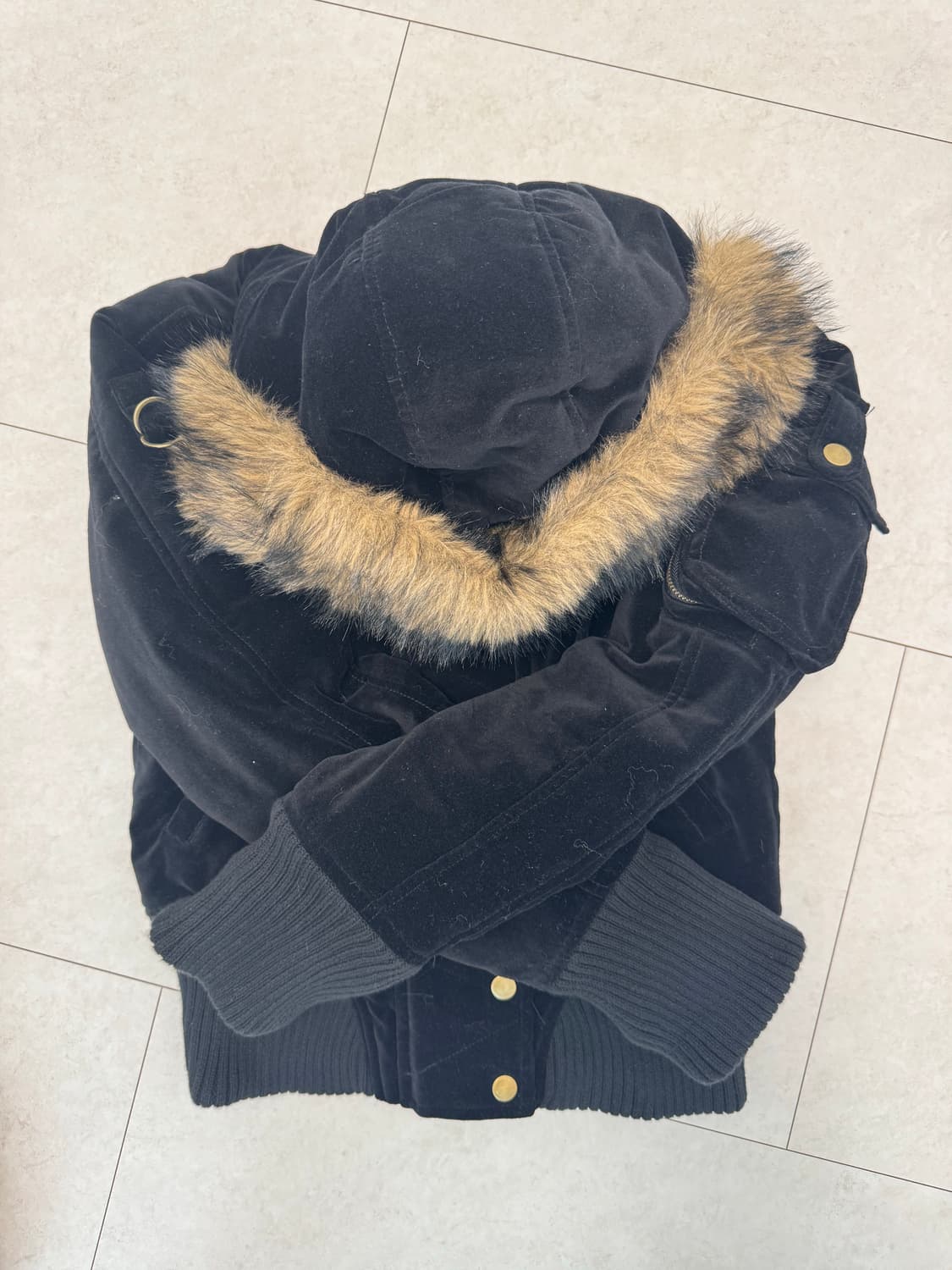 Y2k 빈티지 갸루깔 핀터깔 퍼 후드 자켓 상품이미지2