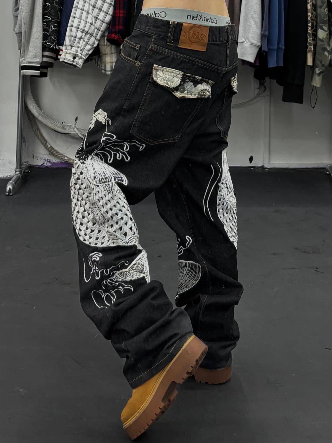 카라쿠리 타마시 오리엔탈 잉어 데님팬츠 상품이미지4