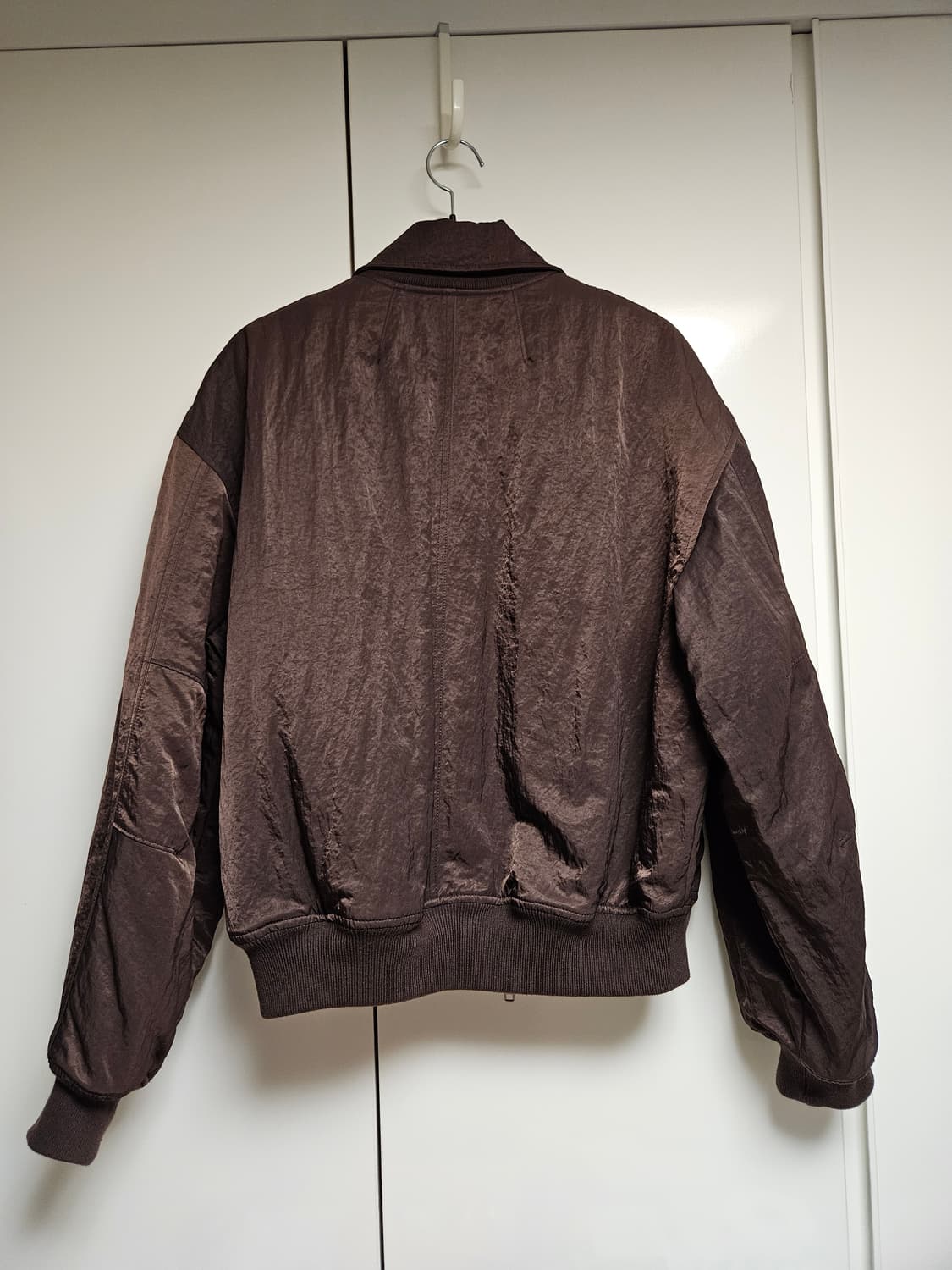 [noirer] 헤비 나일론 패디드 크롭 블루종 (버건디) 상품이미지5