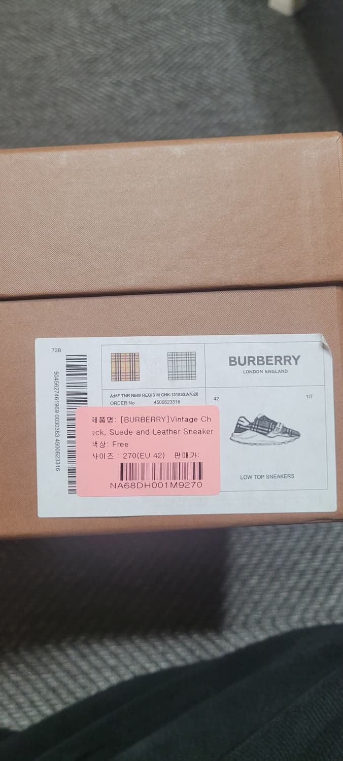 버버리 빈티지 체크 스니커즈 42/270 상품이미지9
